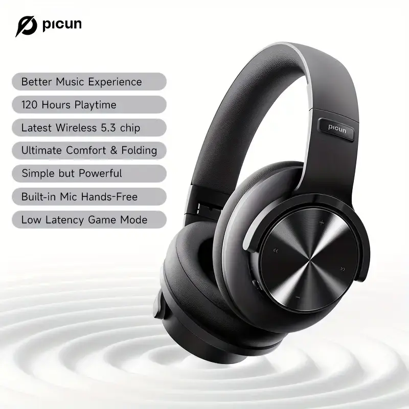Picun 120H Wireless Over-Ear Headphones
