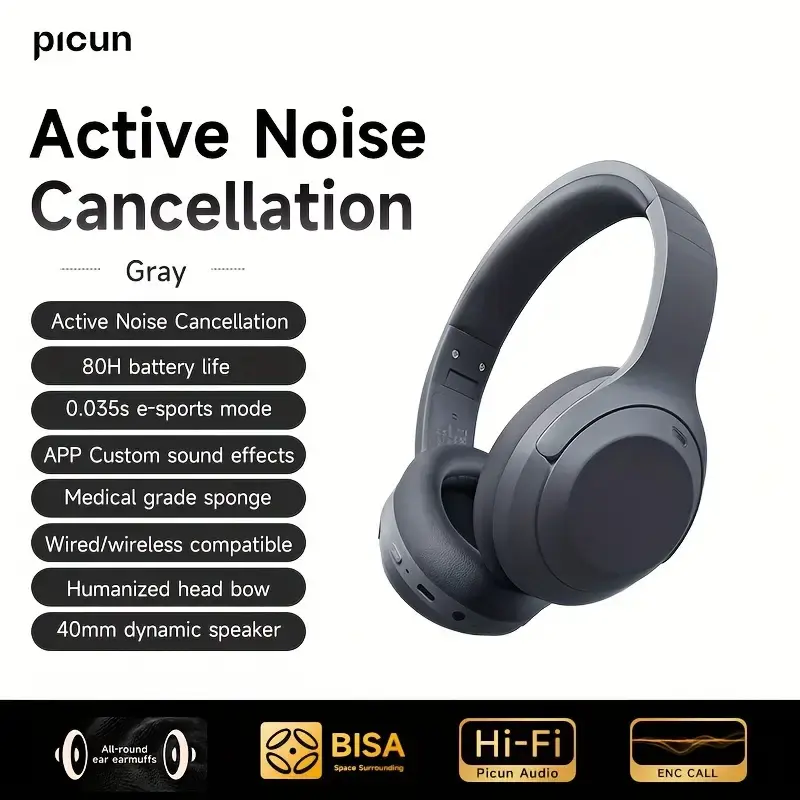 Picun F1 Wireless ANC Over-Ear Headphones