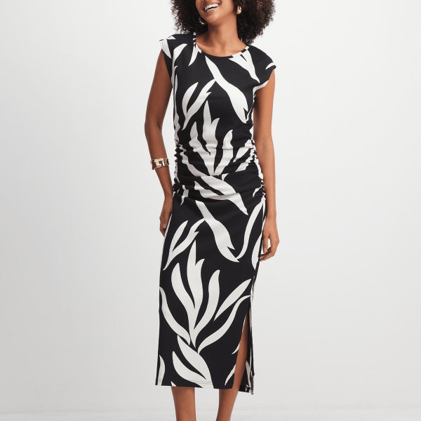 Jet Women's Black/White Leaf Bodycon Dress