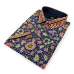 Swirling Hydrangea Flowers – Blue Printed Short Sleeve Men’s Shirt