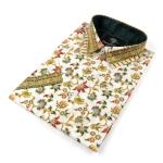Swirling Spring Flowers – White Printed Short Sleeve Men’s Shirt