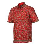 Swirling Hydrangea Flowers – Red Printed Short Sleeve Men’s Shirt