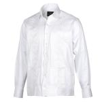 White Long Sleeve Cotton Sateen Embroidered Multi-Pocket Men’s Shirt