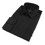Black Long Sleeve Cotton Sateen Embroidered Multi-Pocket Men’s Shirt