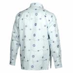 Embroidered Circle Blue Long Sleeve Linen Cotton Men’s Shirt