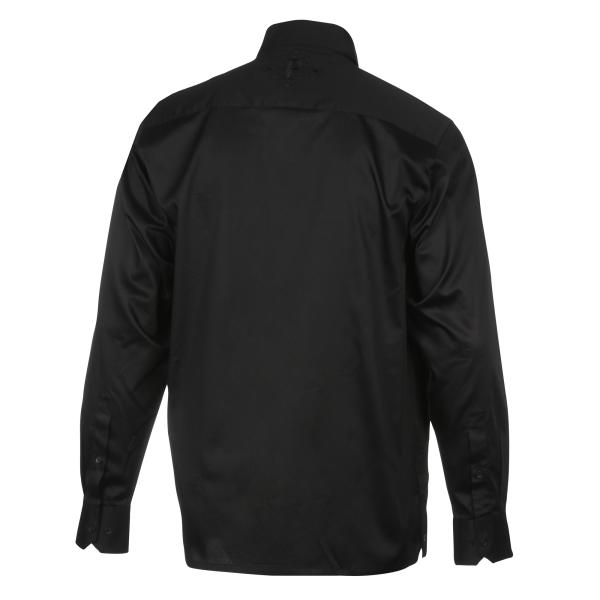 Black Long Sleeve Cotton Sateen Embroidered Multi-Pocket Men’s Shirt