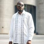 Embroidered Zig-Zag Long Sleeve Cotton Men’s Shirt