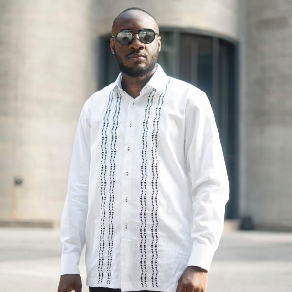 Embroidered Zig-Zag Long Sleeve Cotton Men’s Shirt