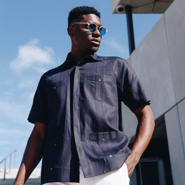 Short Sleeve Cuban Multi-Pocket Cotton Linen Shirt