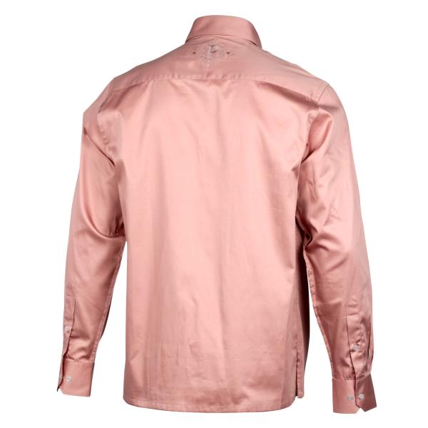 Coral Long Sleeve Cotton Sateen Embroidered Multi-Pocket Men’s Shirt