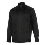 Black Long Sleeve Cotton Sateen Embroidered Multi-Pocket Men’s Shirt