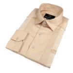 Khaki Long Sleeve Cotton Sateen Embroidered Multi-Pocket Men’s Shirt