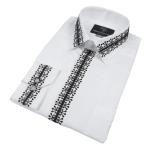 Classic Embroidered Rayon Long Sleeve Viscose Men’s Shirt