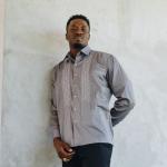 Charcoal Long Sleeve Cotton Sateen Embroidered Multi-Pocket Men’s Shirt