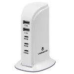Volkano VK-103-WT-V2 Peak Series V2 (Type-C) 5-Port Charger – Fast, Efficient Charging for All Your Devices