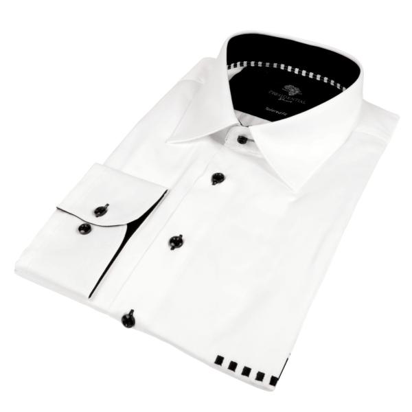 Chest Horizontal Beam White Long Sleeve Cotton Men’s Shirt