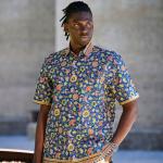 Swirling Hydrangea Flowers – Blue Printed Short Sleeve Men’s Shirt