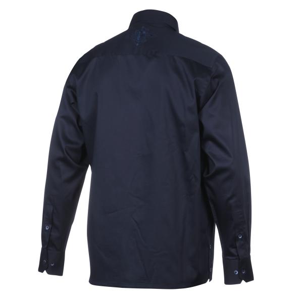 Navy/Light Navy Long Sleeve Cotton Sateen Embroidered Multi-Pocket Men’s Shirt