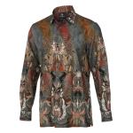 Autumn Stars – Bottle Green Men’s Long Sleeve Printed Cotton Shirt