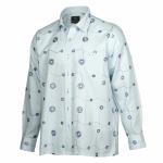Embroidered Circle Blue Long Sleeve Linen Cotton Men’s Shirt
