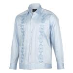 Light Blue Long Sleeve Cotton Sateen Embroidered Multi-Pocket Men’s Shirt