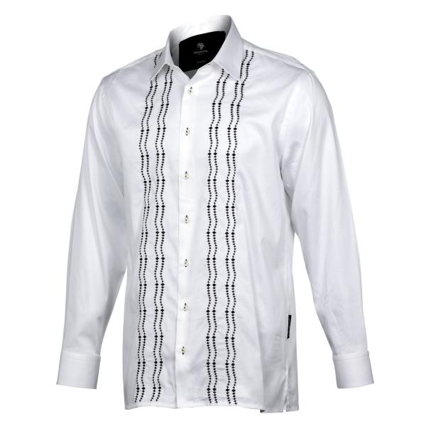 Embroidered Zig-Zag Long Sleeve Cotton Men’s Shirt