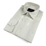 Light Sage Long Sleeve Cotton Sateen Embroidered Multi-Pocket Men’s Shirt