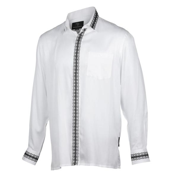 Classic Embroidered Rayon Long Sleeve Viscose Men’s Shirt