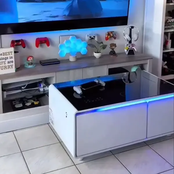 Pro Smart Coffee Table with Dual Refrigerated Drawers, Wireless Charging & Bluetooth Speakers