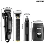 WEEME 4pcs Men's Facial Grooming Set – USB Rechargeable Hair Clipper, Trimmer & Razor