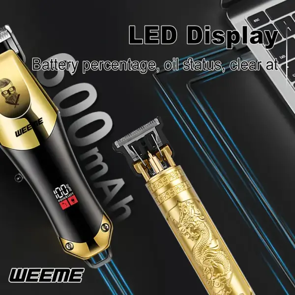 WEEME 3pcs Men's Electric Hair Clipper Set – USB Rechargeable with LCD Display