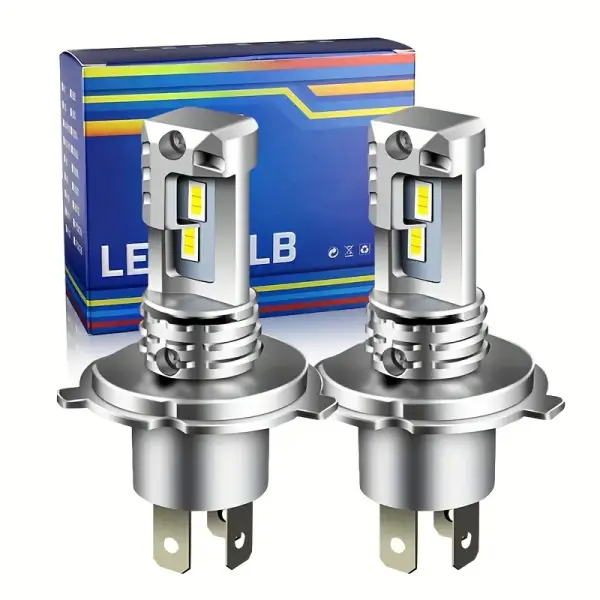 2pcs H4 9003 LED Headlight Bulbs – CSP Fanless, Canbus, High & Low Beam, 12V