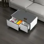 Pro Smart Coffee Table with Dual Refrigerated Drawers, Wireless Charging & Bluetooth Speakers