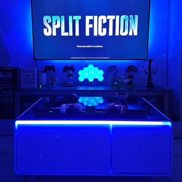 Pro Smart Coffee Table with Dual Refrigerated Drawers, Wireless Charging & Bluetooth Speakers