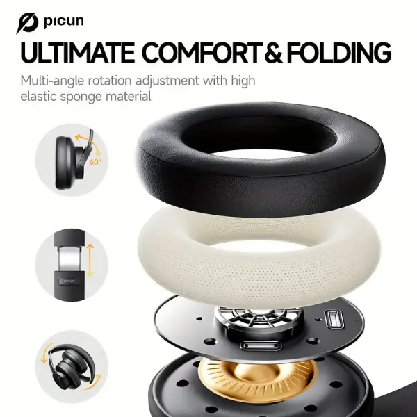 Picun 120H Wireless Over-Ear Headphones