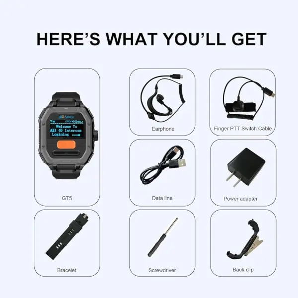 Watch Walkie Talkie Unlimited Range, 4G LTE Wearable PTT