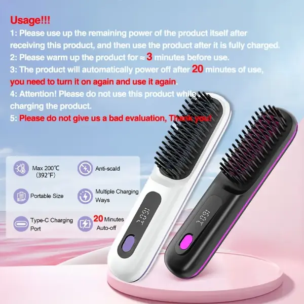 Rapid Cordless Hair Straightener Brush
