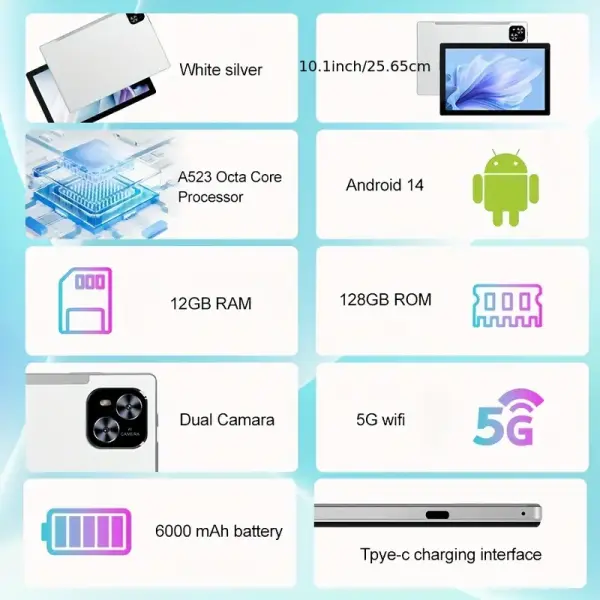 Android 14 Tablet 10.1" 2-in-1 Bundle