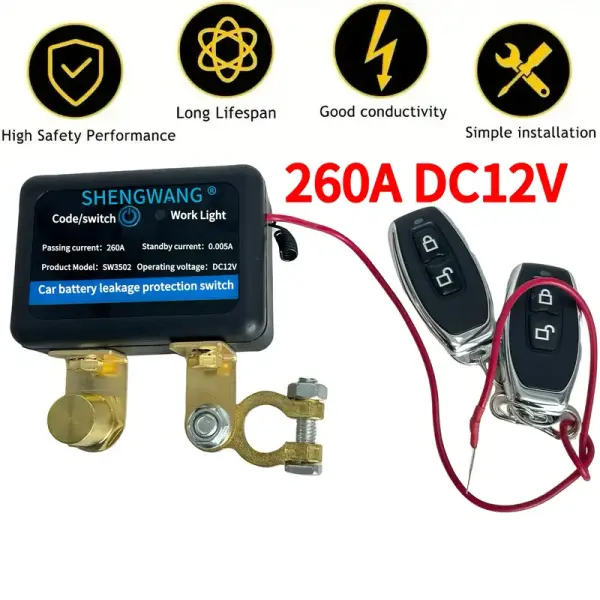 12V 260A Remote Control Car Battery Power Switch – Anti-Theft & Automatic Off