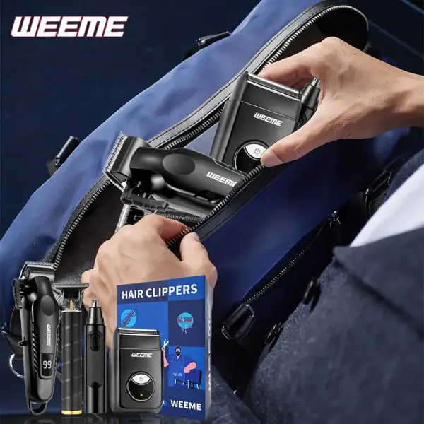 WEEME 4pcs Men's Facial Grooming Set – USB Rechargeable Hair Clipper, Trimmer & Razor