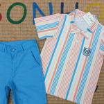 Striped Polo and Shorts Set