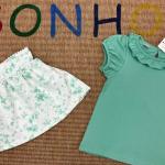 Skirt Set with Lace Waist and Pompons