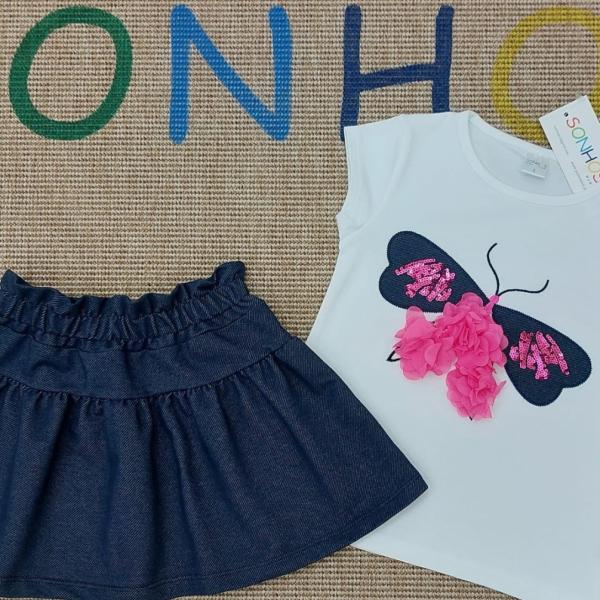 Liberty Denim-Effect Skirt Set