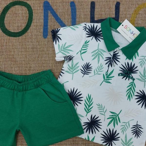 Green Palm Baby Polo Set