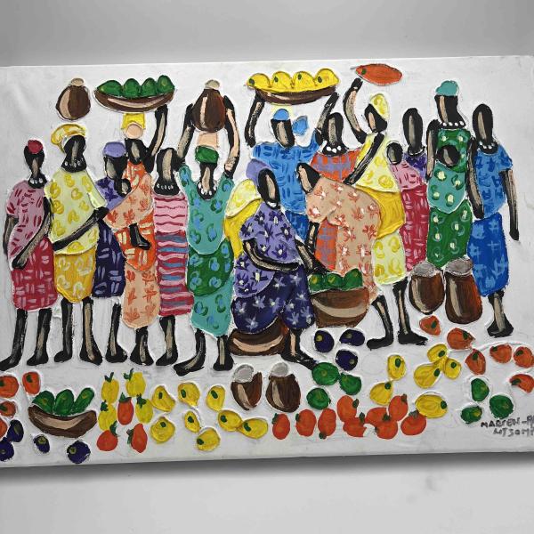 Family illustration and african labor art paint