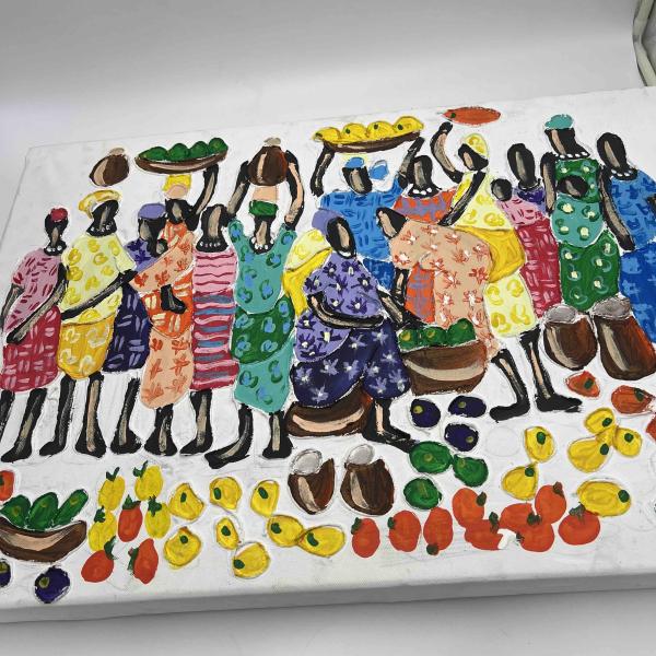 Family illustration and african labor art paint