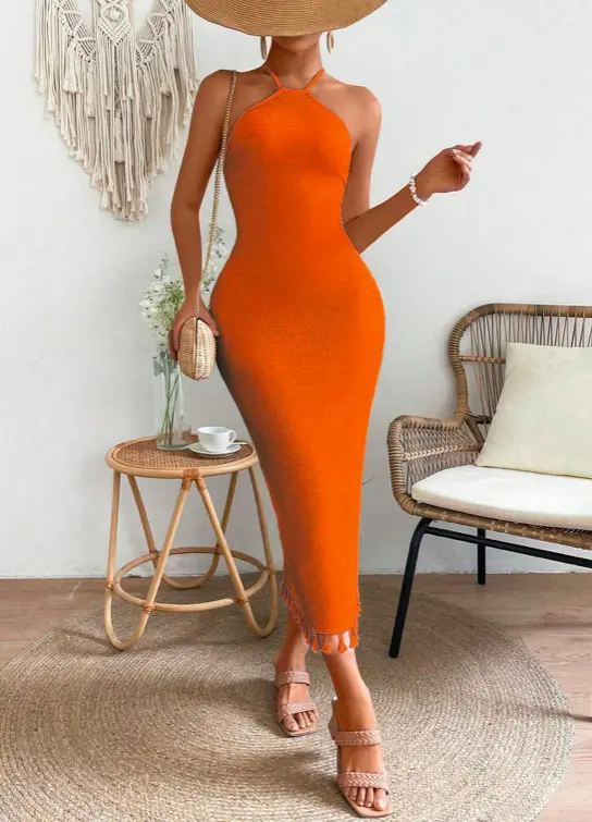 Sleeveless Halter Neck Dress