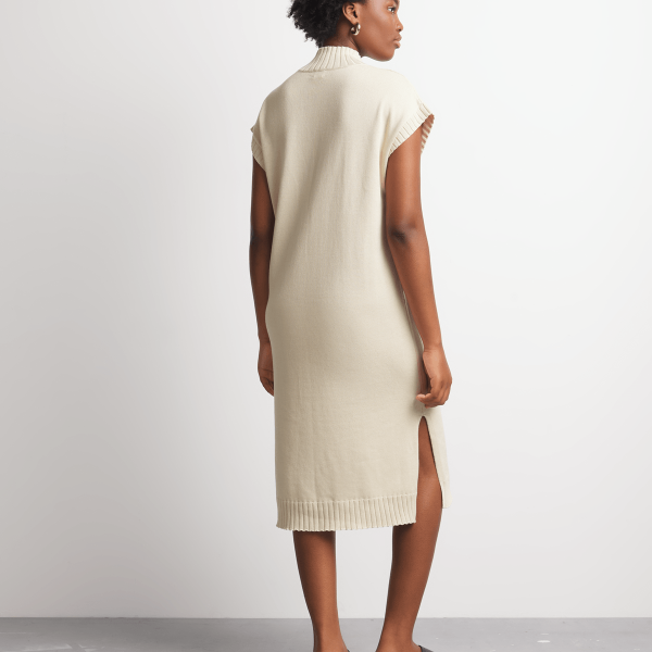 Women's Canvas Sleeveless Cotton Knitwear Column Dress – Summer Chic