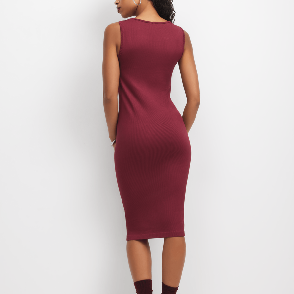 Women's Burgundy Seamless Midi Dress