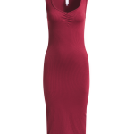 Women's Burgundy Seamless Midi Dress
